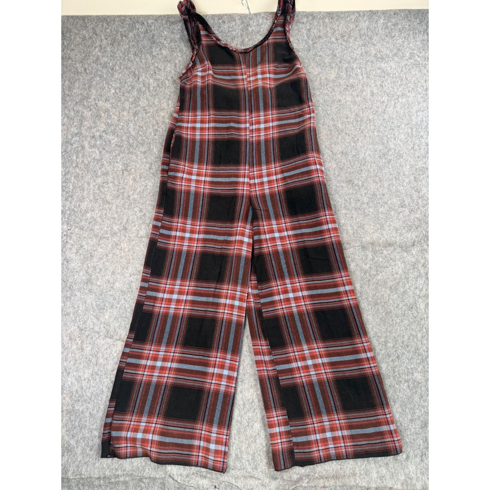 Free People Intimately Jumpsuit Womens XS Red Plaid Wide Leg Boho Sleeveless XS